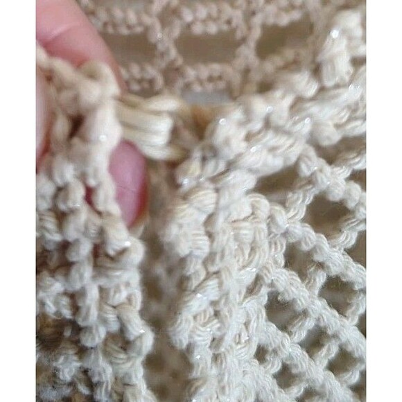 Chico's Cardigan Size 2 US L Ivory Metallic Crochet Hook Front - Picture 4 of 6